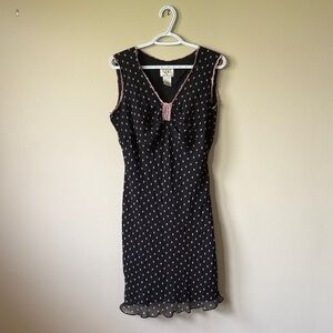 Ice Black Midi Dress with Pink Polka Dots